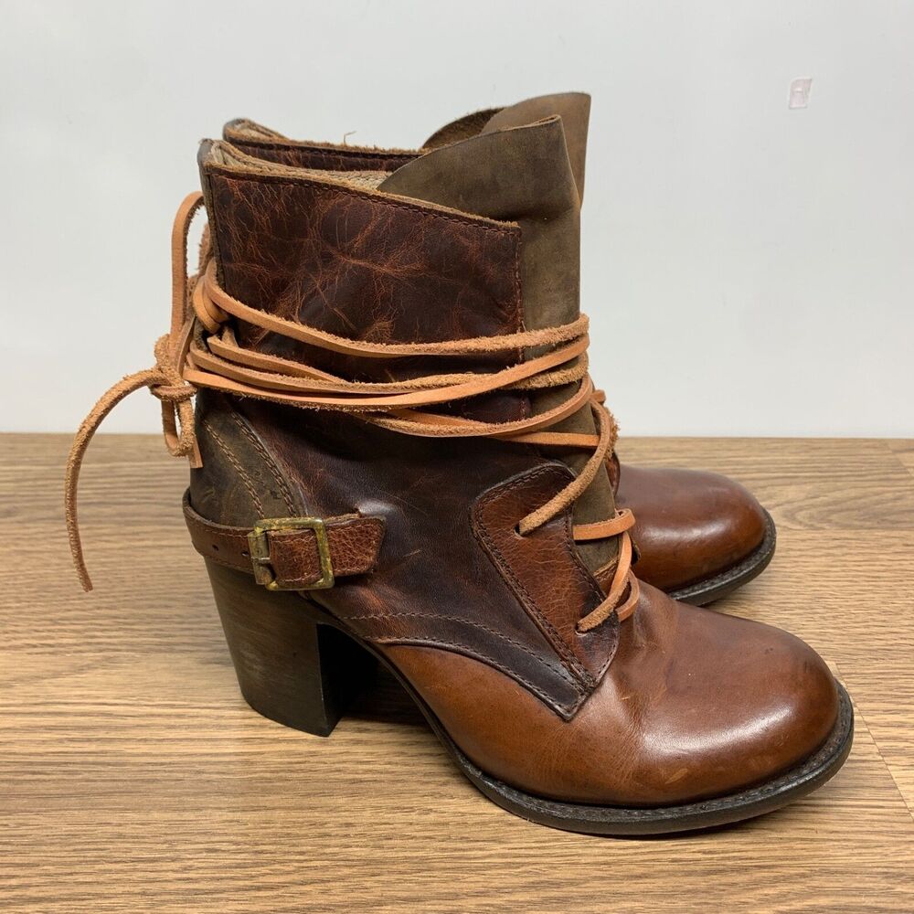 Freebird by Steven Womens Size 9 Billy Ankle Leather Block Heels Ankle Boots